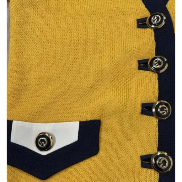 St. John Collection by Marie Gray Yellow Black Santana Knit Jacket / Blazer sz 6 - Picture 6 of 6